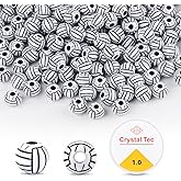 200PCS Volleyball Beads with 1 Roll 1mm Elastic Rope, 10 mm Acrylic Sports Ball Beads for Bracelet, DIY, Jewelry Making, Necklace Charms, Craft Keychain, Home Decoration Accessories