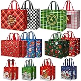 habgp 20 Pack Christmas Gift Bags Assorted Sizes with Handle, Reusable Tote Gift Bags Includes 4 Large 8 Medium 8 Small, Non-Woven Christmas Bags for Gifts Xmas Party Holiday Favors