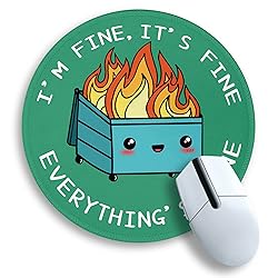 Funny Dumpster on Fire Round Mouse Pads for