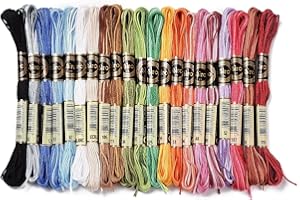 21 Skeins 6-Ply Embroidery Floss 0.5mm Cross Stitch Threads Segment Dyed Crafting Arts Embroidery Strings 21 Colors 8.75 Yard
