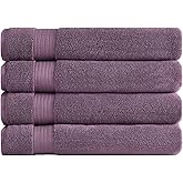 Ozdilek 4-Piece Bath Towels, 30x60 550 GSM 100% Turkish Cotton, Luxury Quick Dry, Extra Large, Fade-Resistant, Eco-Friendly, Spa Towel, Comfortable (Orchid Purple)