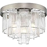 Ciara 3-Light Flush Mount in Peruvian Silver with Hammered Water Glass