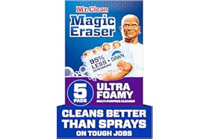 Mr. Clean Magic Eraser Foaming Sponge, All Purpose Cleaner, Dawn Cleaning Power, Wall Cleaner, Sneaker Cleaner, Oven Cleaner, Kitchen, Bathroom, Shower Cleaning Supplies, Scrubber, Ultra Foamy, 5ct