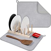 Microfiber Small Dish Drying Mat, Absorbent Dish Drying Mats for Kitchen Counter, 15.74 X 11.8 Inch, Dishes Dry Pad for Countertops Sinks Draining Racks (Gray)