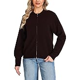 VETLURY Zip Up Sweaters for Women - 100% Merino Wool 2-Way Hidden Zipper Cardigan Chunky Warm Knit Sweater Jacket for Winter