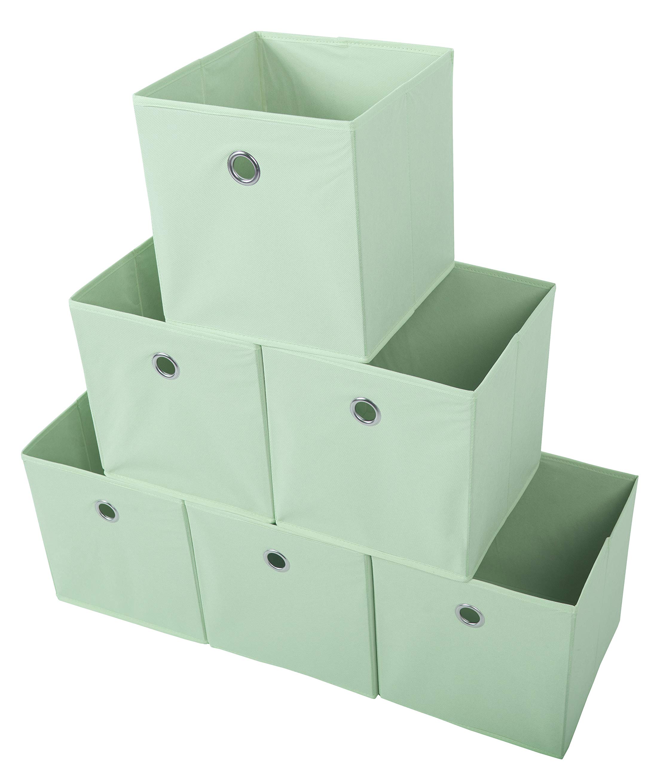 Photo 1 of Amelitory Storage Bins Foldable Cube Organizer Fabric Drawer Set of 6 Light Green