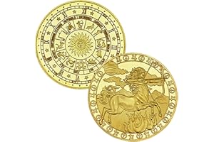 GIMILANG 12 Constellation Challenge Coin Gold-Plated Lucky Coin, Birthday Present Gift for Him or Her (Sagittarius)