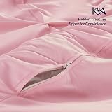 K&A Pintuck Double Duvet Set Pink 200x200 Microfiber Zipper 3pc view 5