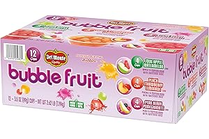 Del Monte Bubble Fruit Snacks Variety Pack, Sour Apple Watermelon, Peach Strawberry Lemonade, Pear Berry Pomegranate, 3.5oz (12 Count) | Popping Boba Pearls, Lunch Snacks, Fruit Cups