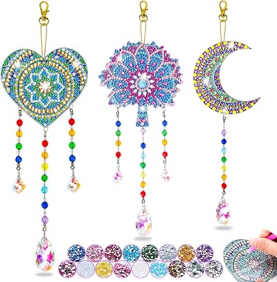 Dikence 5D Diamond Art Wind Chimes Kit for Kids 6-12, Sun Catcher Craft
