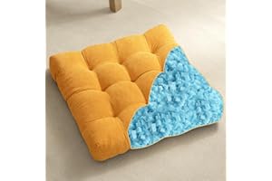 YZ HOME Floor Pillows for Adults, Meditation Cushions for Floor Seating, Square Floor Cushion with Memory Foam Filling for Yoga, Classroom, Living Room, Outdoor - Orange Yellow, 20x20x4 Inches