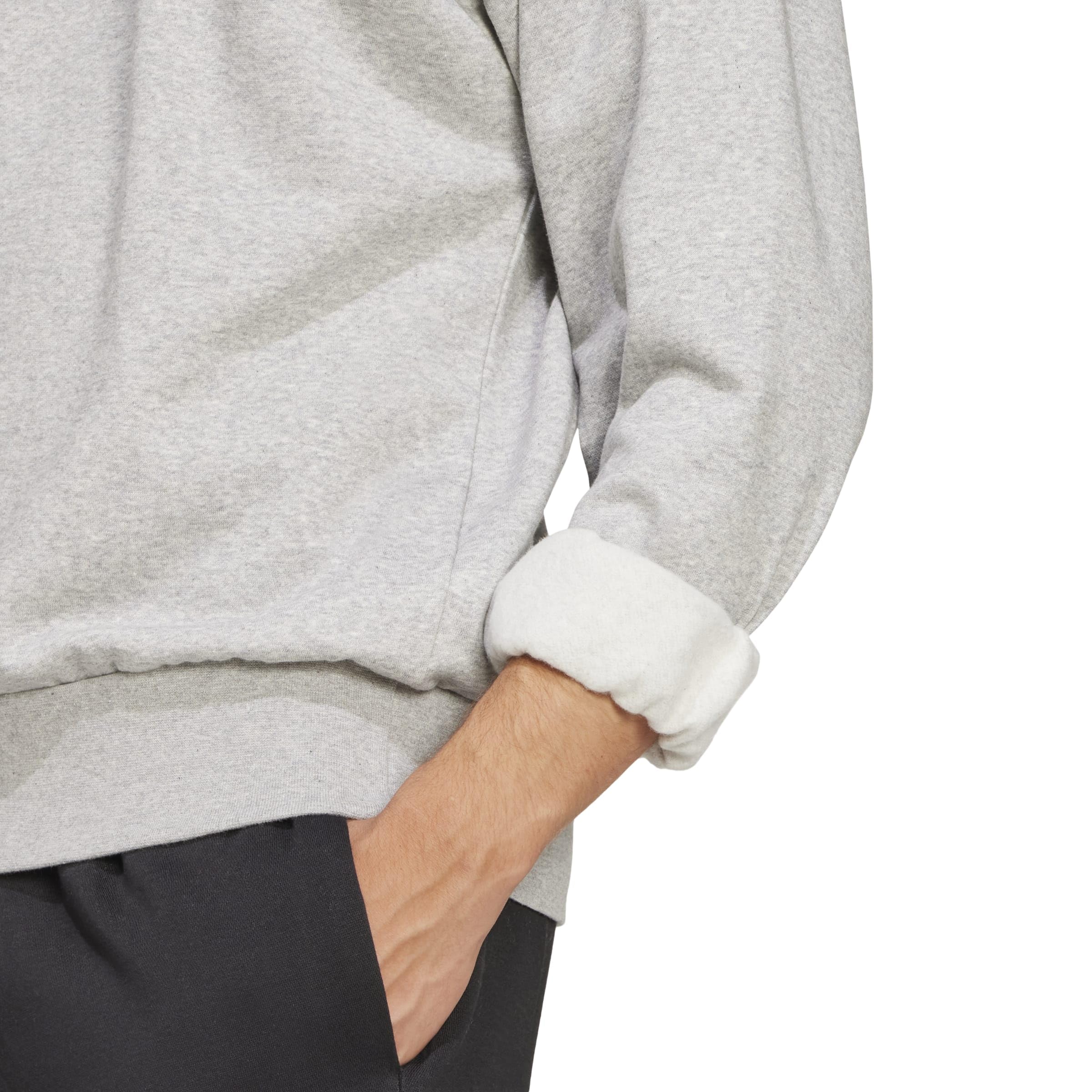 adidas Herren Essentials Feelcozy Fleece Sweatshirt, medium Grey Heather/Black, XXL 6