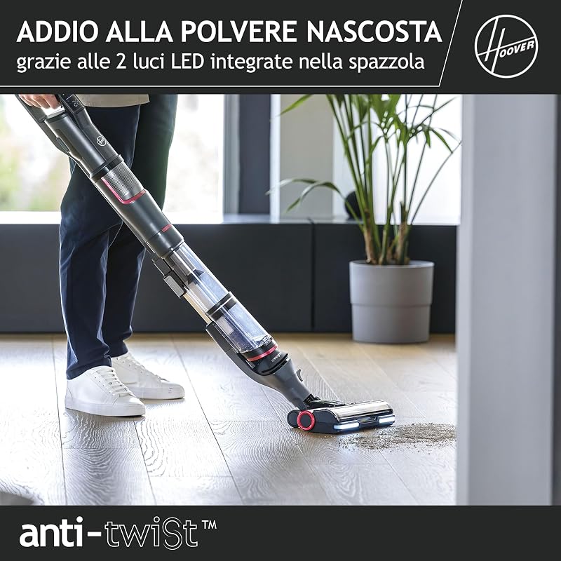 Aspirapolvere senza filo con CORNER GENIE, Spazzola anti-grovigli con luci LED integrate [HFX10H]