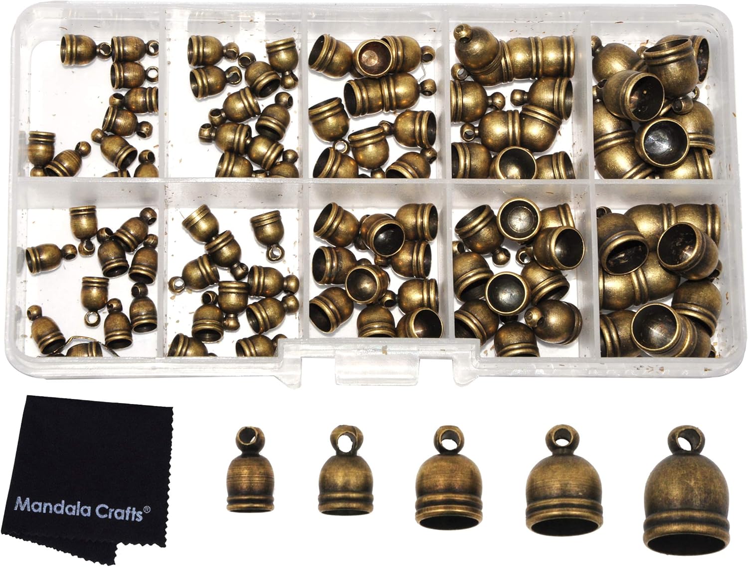 tassel caps glue in End caps for jewelry making 5mm hole Gold Kumihimo