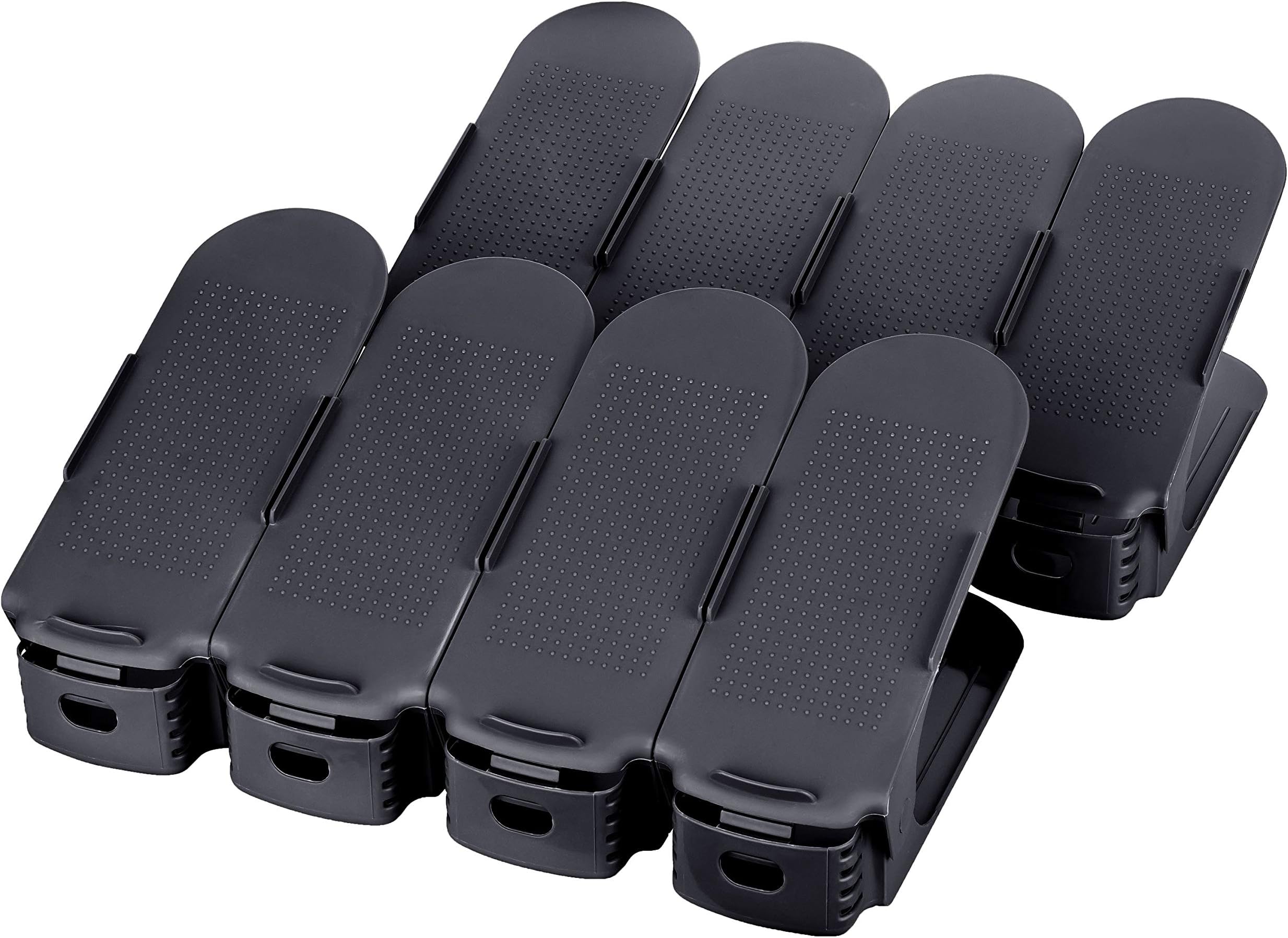 Adjustable shoe stacker/holder set for 8 pairs of shoes black