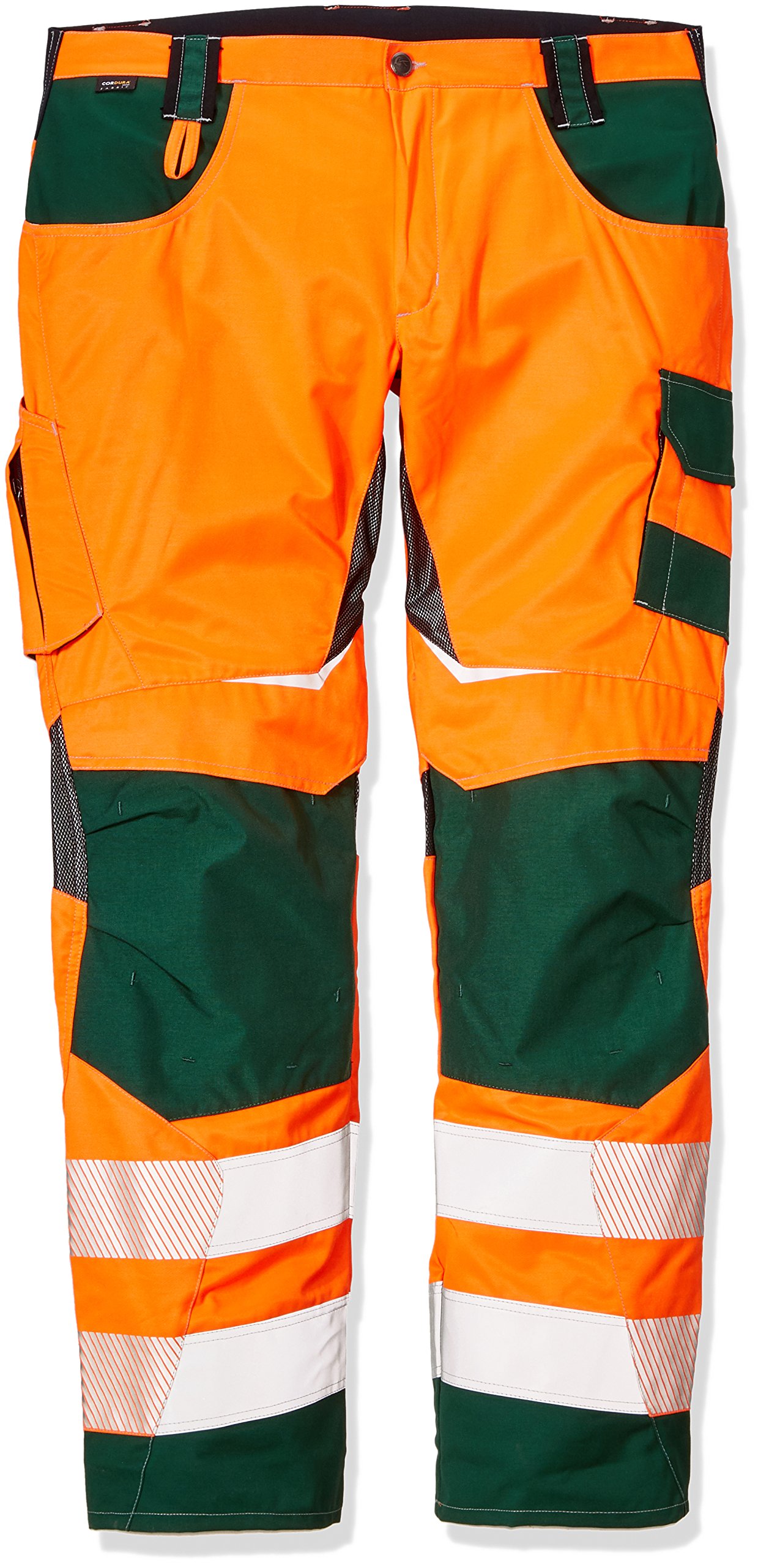 Kubler 24078343-3765-56 "Reflectiq" PPE 2 High-Vis Summer Trousers, Orange and Moss Green, Size 56