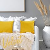 Deconovo Velvet Cushion Covers 50x50 cm Set of 2 Serin Yellow view 3