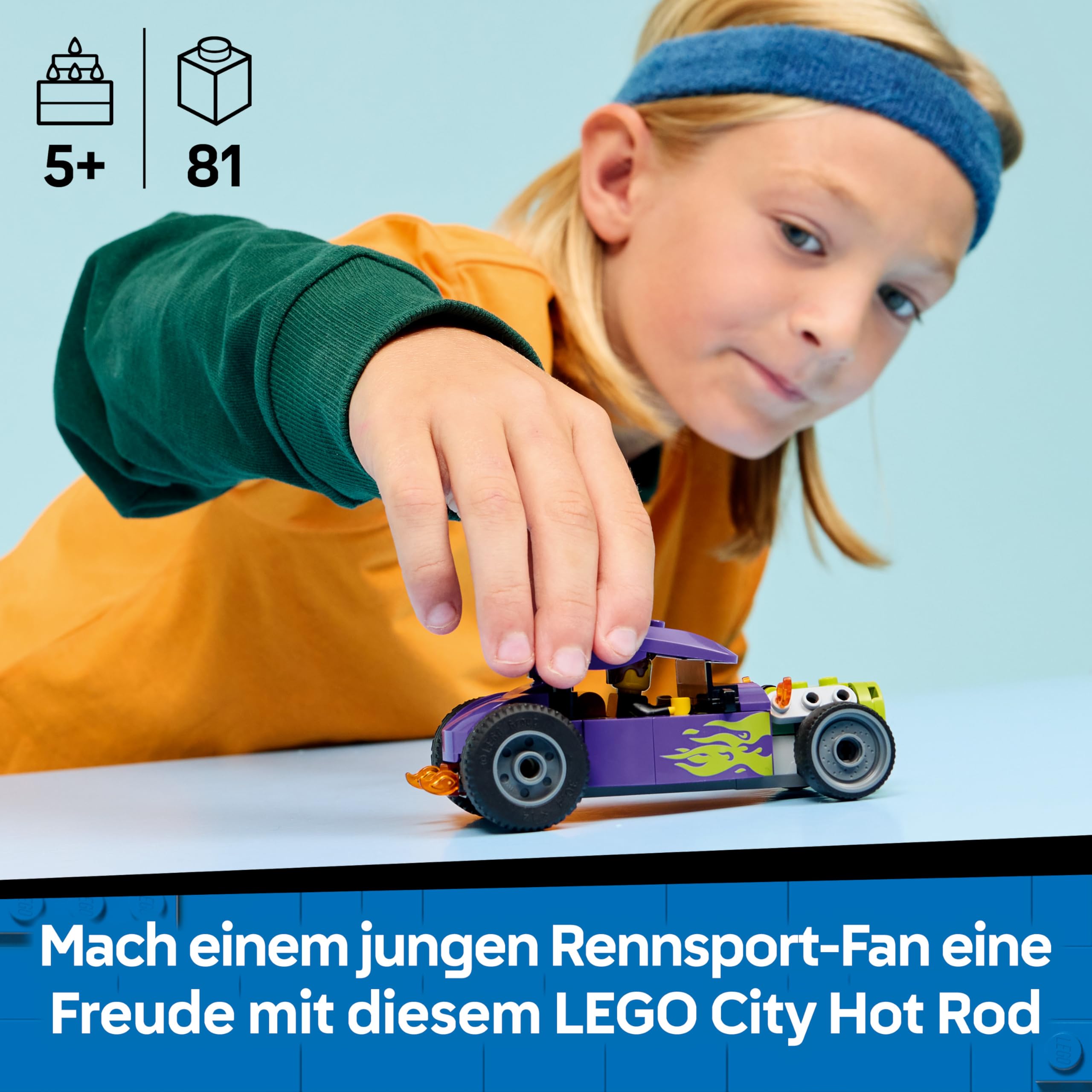 LEGO City Hot Rod - Race Car Toy w/a Driver Minifigure & Folding Roof - Fine Motor Skills Building Set - Small Birthday Gift Idea for 5+ Year Old Boys - 60485 2