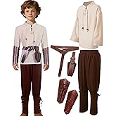 Kids Medieval Costume Boys Renaissance Viking Tunic Pants Accessories Outfit for Halloween Cosplay 4-12y