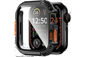 Zumyzu Rugged Waterproof Case for Apple Watch 46mm Series 11 10 with Tempered Glass Screen Protector, Durable Hard PC Bumper Protective Face Cover for iWatch 46 mm Black