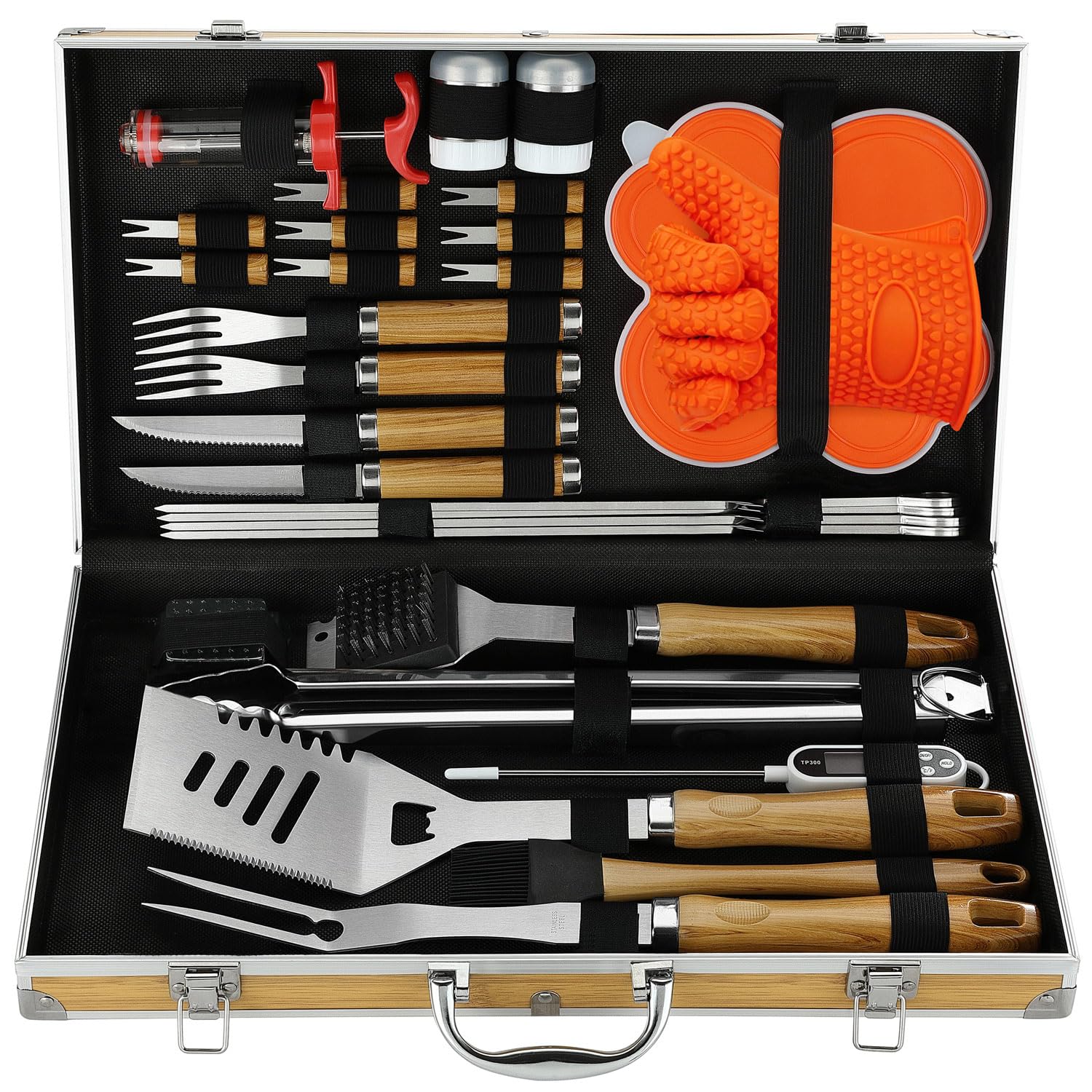 N NOBLE FAMILY 30PCS BBQ Accessories Set - Professional Stainless Steel BBQ Tools Set - Complete BBQ Set - Outdoor Camping Barbecue Tool Kit for Men Women