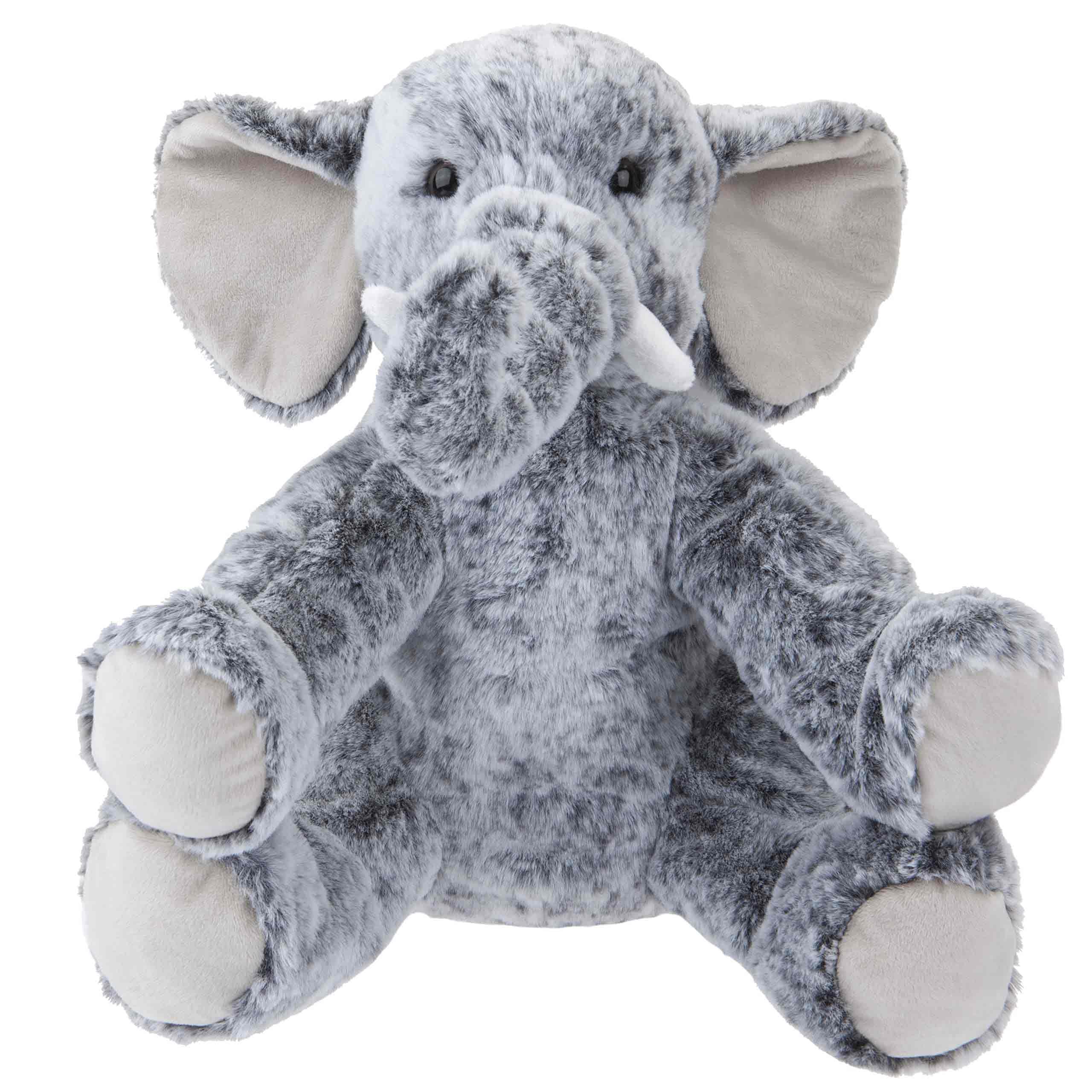PMS VFM - Elephant Soft Toy 31cm Plush Cuddly - Super Cute & Fluffy Fabric With Contrasting Feet & Ears Beanie Stuffed Animal Teddy for Children - Grey