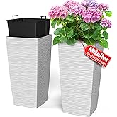 Mueller M-Resin Heavy Duty Tall Planters for Outdoor Plants, Indoor Grande Plant Pots, Boxes, Trees, Flower Pots, 2-Piece Set
