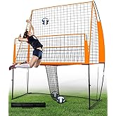Portable Volleyball Training Equipment Net System, Volleyball Practice Net with Carrying Bag, Height Adjustable for Backyard Indoor Outdoor Hitting Serving Practice
