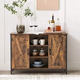 VASAGLE Buffet Table Sideboard with Barn Doors Industrial Rustic Brown Black view 8