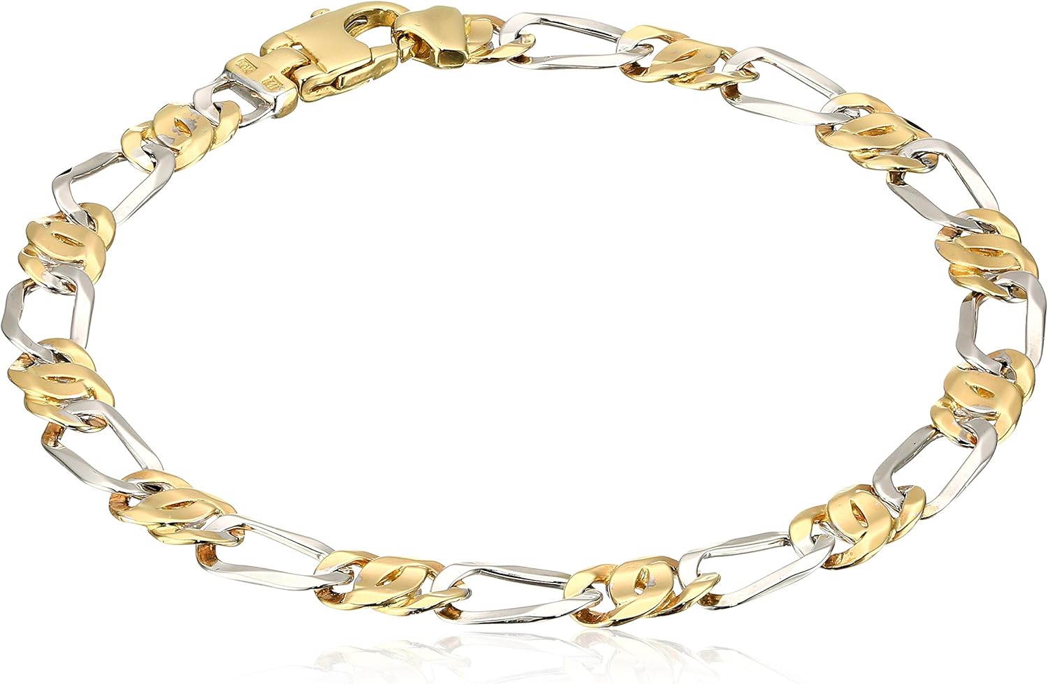 Men's 10k Gold TwoTone Italian Link Bracelet, 8.5' Jewelry