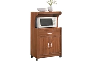 Hodedah Microwave Kitchen Cart, Cherry