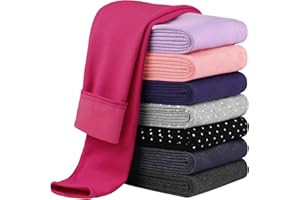 Cooraby Girls Cotton Fleece Lined Leggings Thick Thermal Pants Kids Basic Full Length Tights Winter Warm Clothes