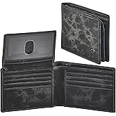 Cochoa Bifold Wallet for Men's Real Genuine Slim Leather RFID Blocking 2 ID Windows Stylish Travel Gift Box (DISTRESSED, ANTHRACITE)