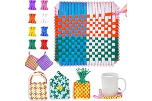 Disracker Weaving Loom Kit Crafts, Arts and Crafts for Kids and Adults, Ideal Gifts for Girls Ages 5 6 7 8-12 14, Potholder Knitting Loom Kit