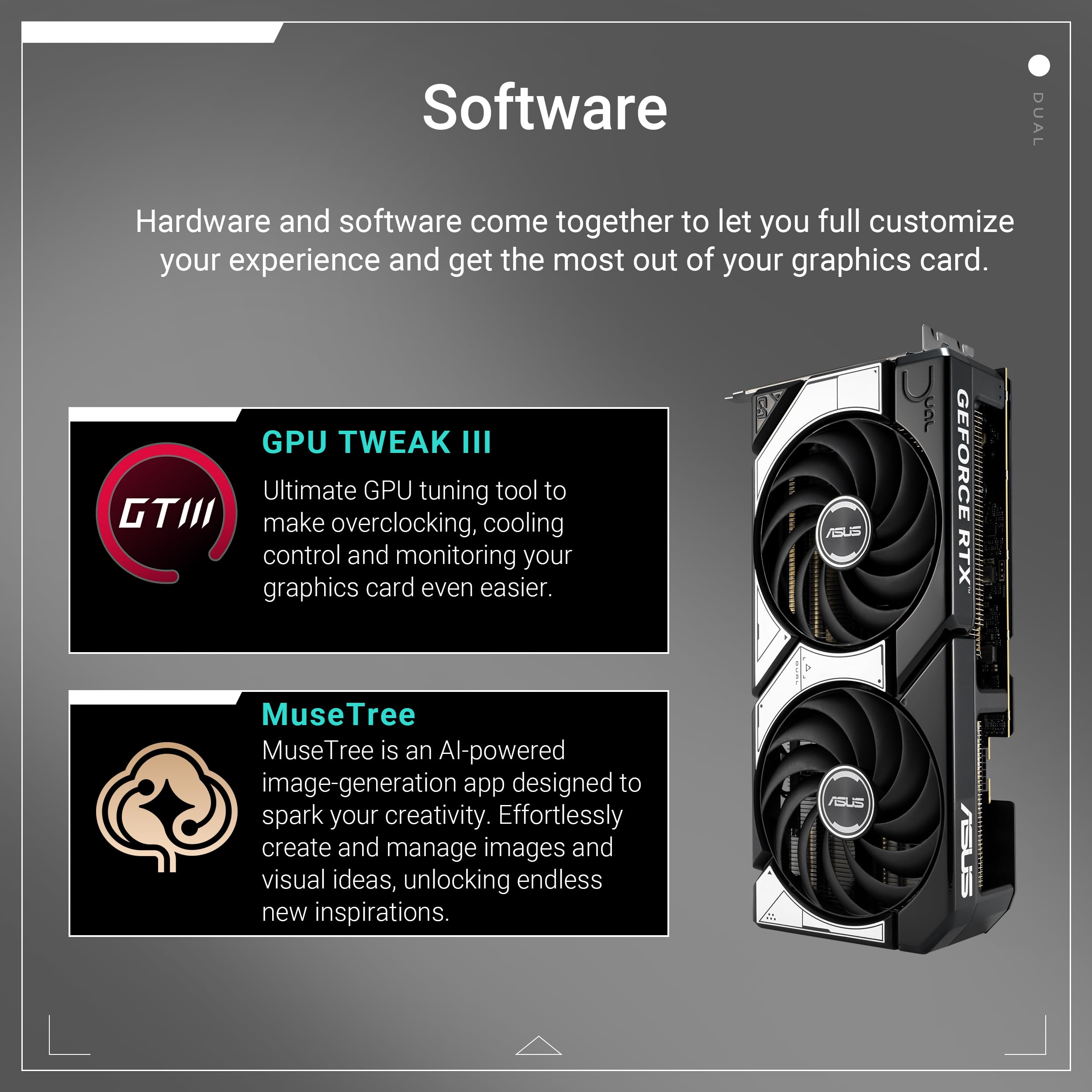 Asus Dual Rtx5070 Oc, Pcie5, 12Gb Ddr7, Hdmi, 3 Dp, 2572Mhz Clock, Overclocked, Compact Sff-Ready - View 7