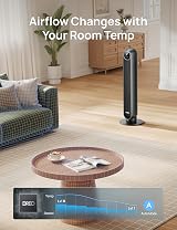 DREO 20dB Smart Silent Tower Fan with Remote 28ft/s 90° Oscillating 8 Speeds view 5