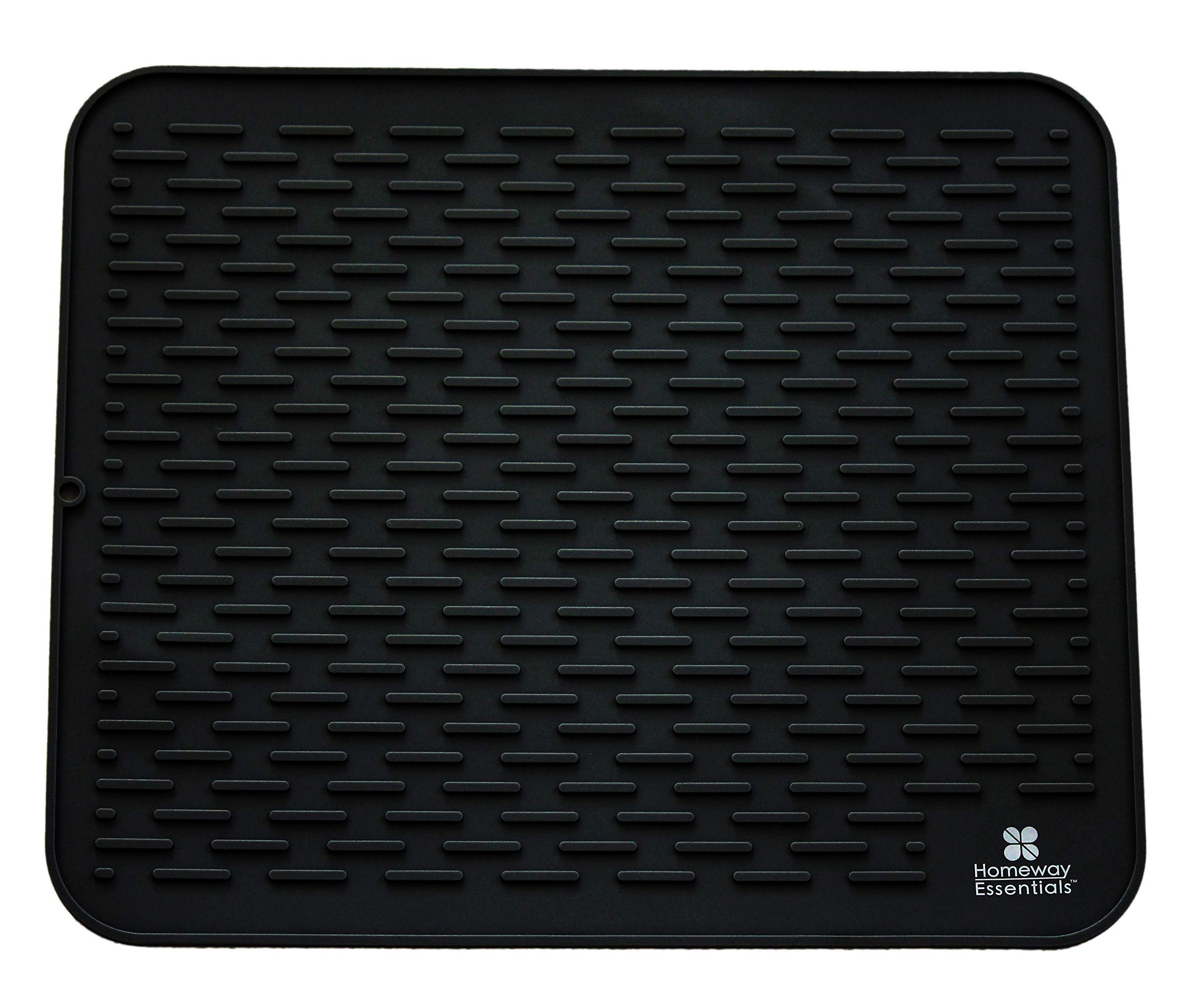 Photo 1 of Silicone Dish Drying Mat - 17 x 15, Large Counter Top Draining Sink Mat, Trivet (LARGE, BLACK)