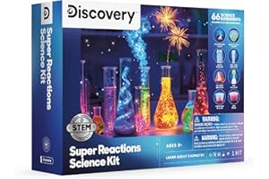 DISCOVERY KIDS Discovery™ Super Reactions Science Kit – 66 Experiments STEM Lab for Kids| Includes Chemistry Tools, Volcano Mold, Slime, Reactions & Explosions|Educational Learning Toy|DIY Activity Set Gift| Ages 8+