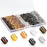 3500 Pieces Tube Crimp Beads 7 Colors Jewelry Crimp Beads Cord End Tube Caps for Earrings Bracelets Necklace Pendants DIY Cra