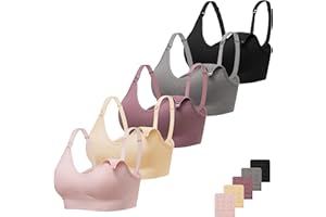 Angelhood Ribbed Nursing Bra Wireless V Neck Maternity Nursing Bra Low Cut Bralette Sleeping Breastfeeding with Extenders