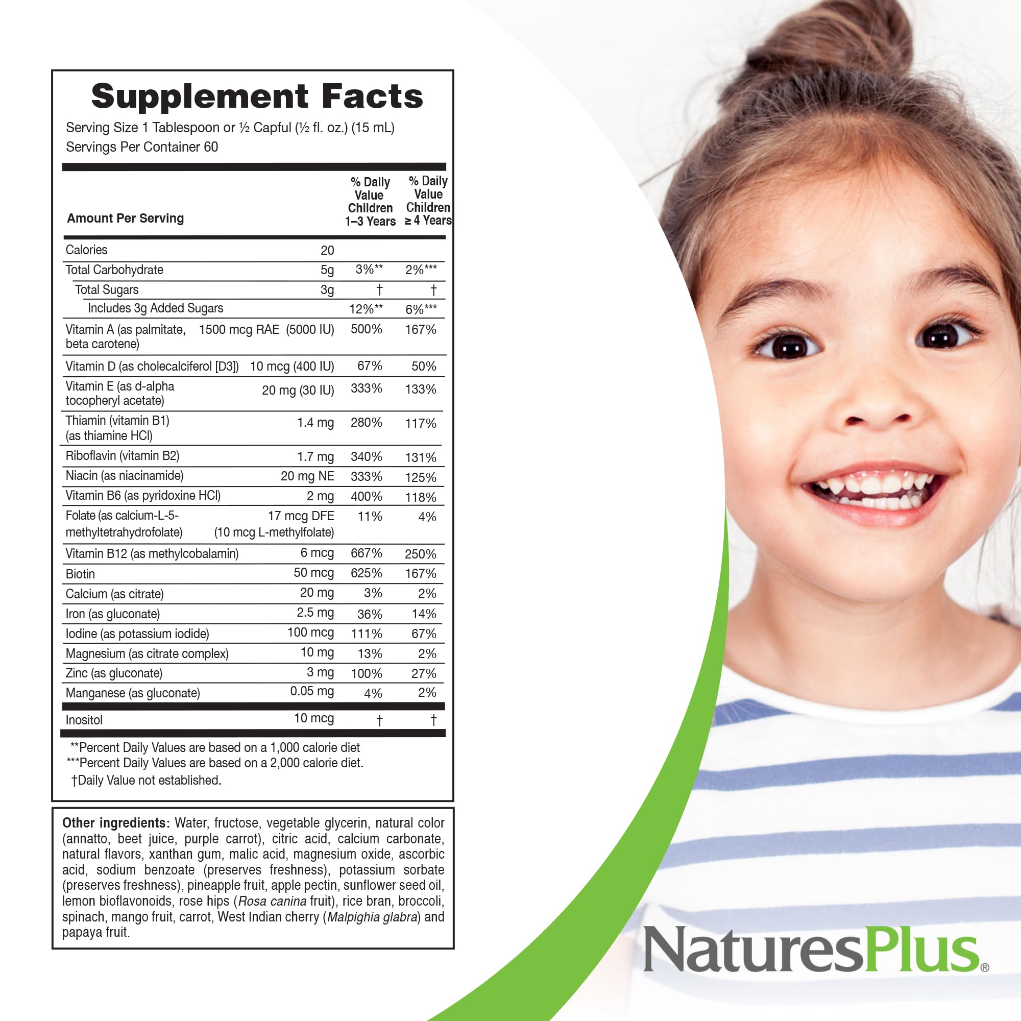 NaturesPlus Animal Parade Source of Life Children's Liquid Multivitamin - Tropical Berry Flavor - 30 fl oz - Whole Food Supplement - Vegetarian, Gluten-Free - 60 Servings