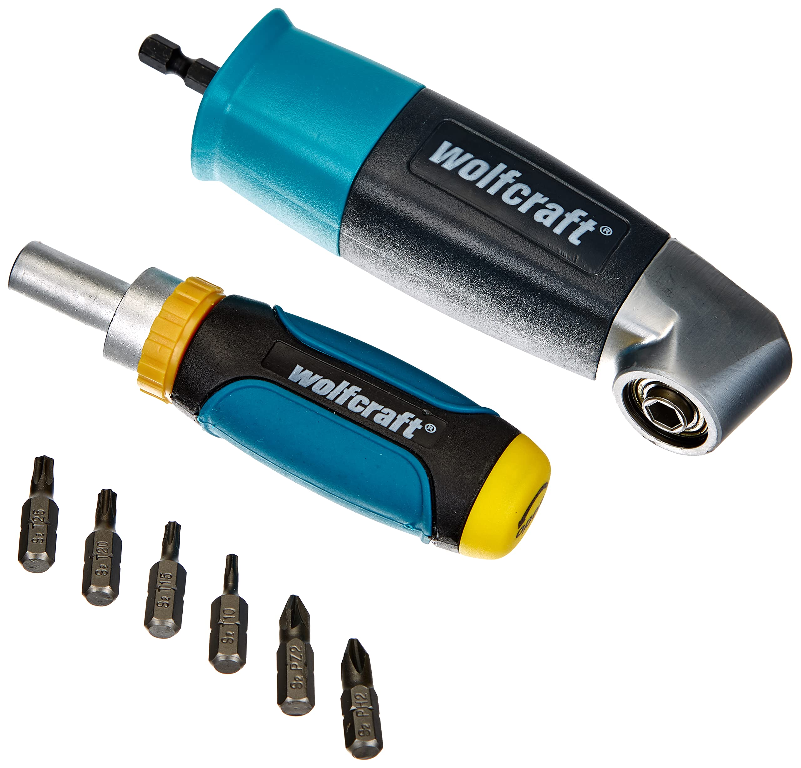 wolfcraft Drawer Screwdriver Set, 8 Pcs. I 1001000 I Set for Drilling and screwing in Difficult-to-Access Places