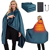 VOFUOTI MAX Heated Blanket Battery Operated, Electric Heating Blanket for Neck and Shoulders and Back, Portable Heated Shawl with Zipper and Pockets, 20000mAh, 3 Heating Levels, up to 8 Hours