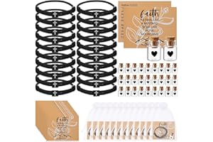 Purpeak 12 Sets Christian Faith Gifts Bulk for Women Men Cross Bracelet Mustard Seed Bottle Bible Verses Cards Inspirational 