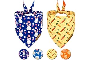 Raisingwell Easter Dog Bandanas 2 Pack, 4 Pattern Reversible Holiday Bandana for Boy and Girl, Premium Durable Fabric, Spring Triangle Scarf for Medium to X Large Breed Dogs (X-Large)