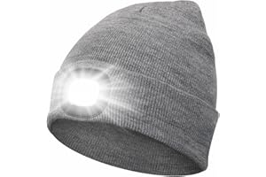 SMINIKER Beanie Hat with Light Unisex USB Rechargeable Beanie Cap with Light Headlamp Beanie for Men, Women, Teens