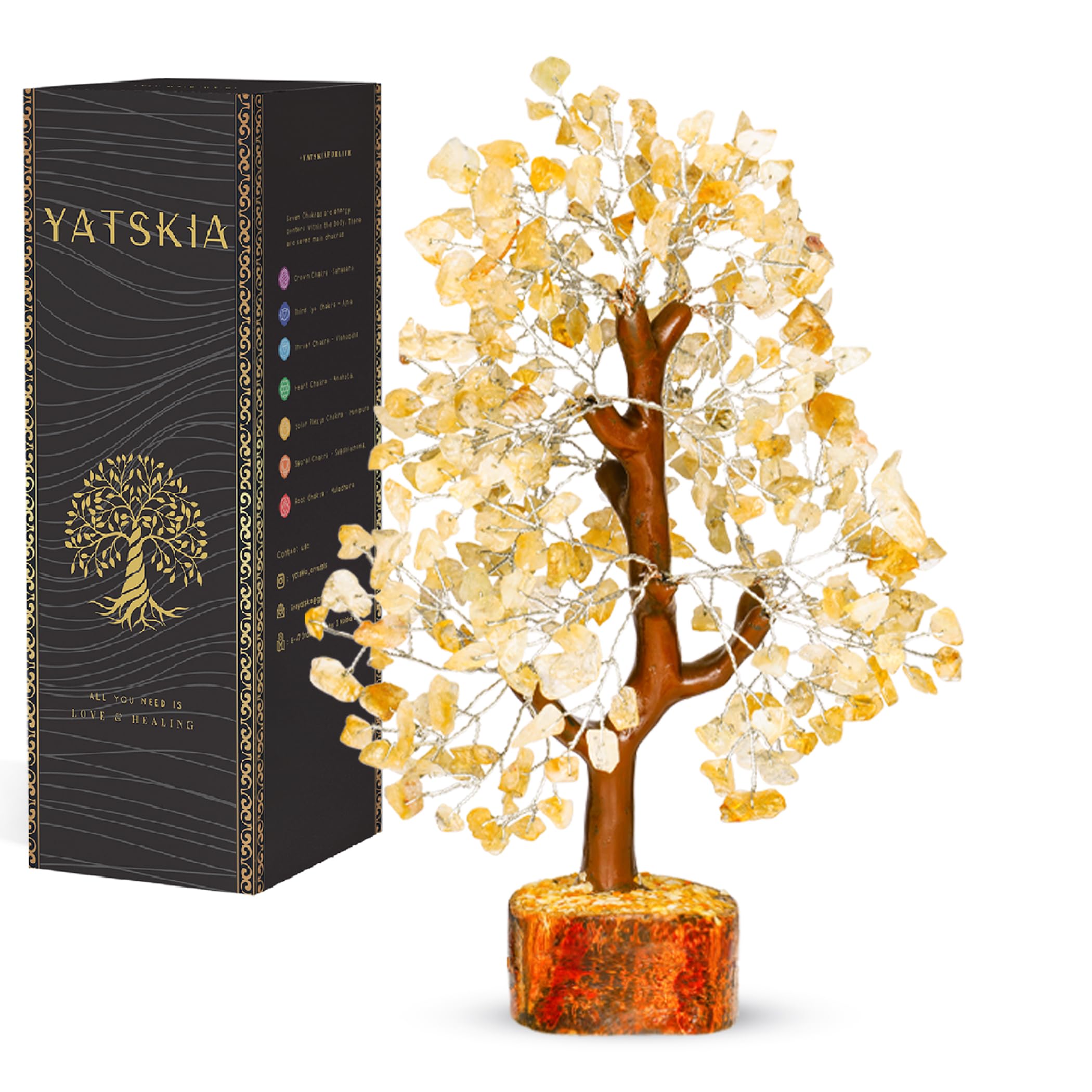 YATSKIA Citrine Crystal Stone - Crystals Tree, Gem Tree, Bonsai Trees, Tree for Home, Crystal Tree of Life, Meditation Accessories, Fake Bonsai, Crystal Tree for Positive Energy