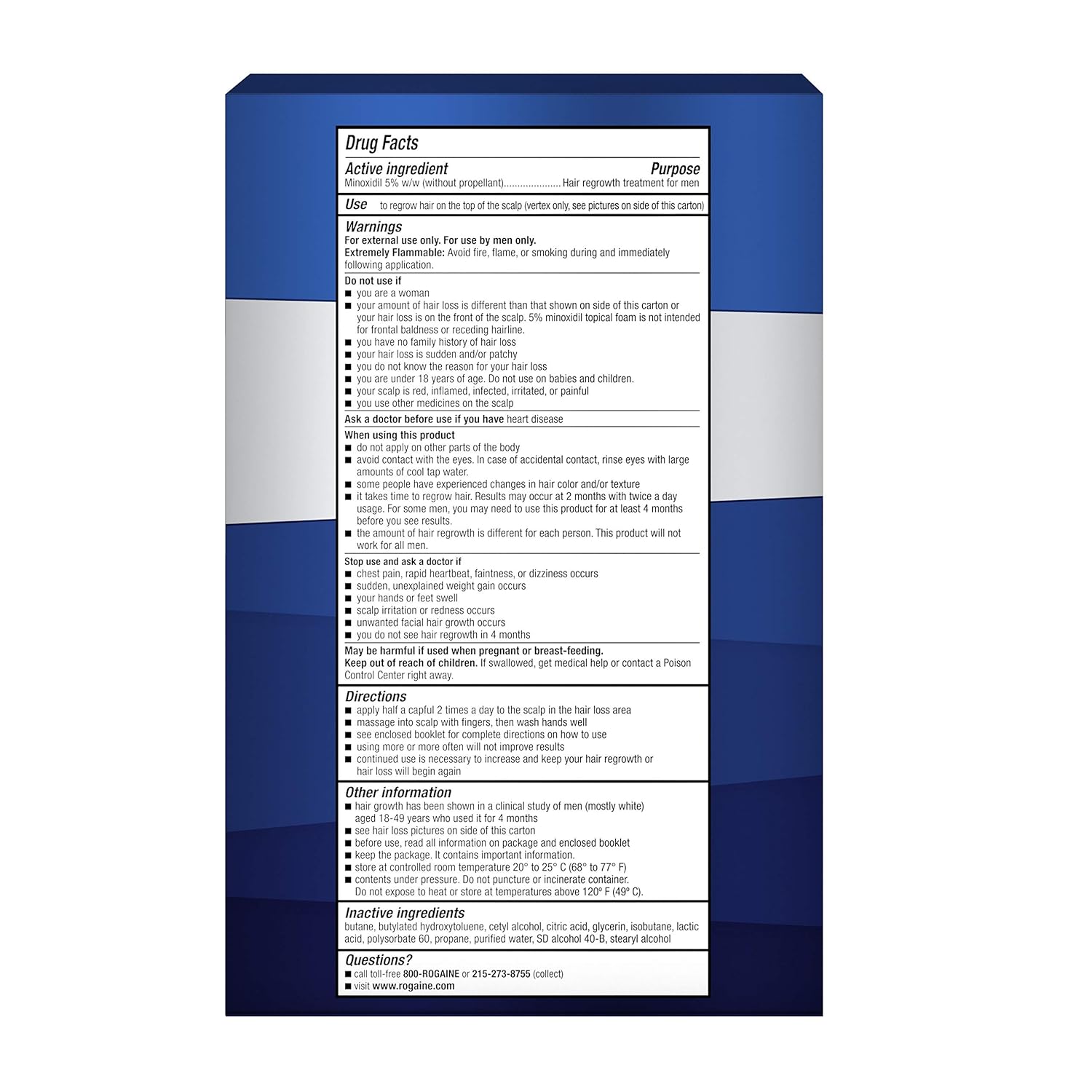 Men's Rogaine 5% Minoxidil Foam for Hair Loss and Hair Regrowth, Topical Treatment for Thinning Hair, 3-Month Supply, 2.11 Ounce (Pack of 3) : Beauty