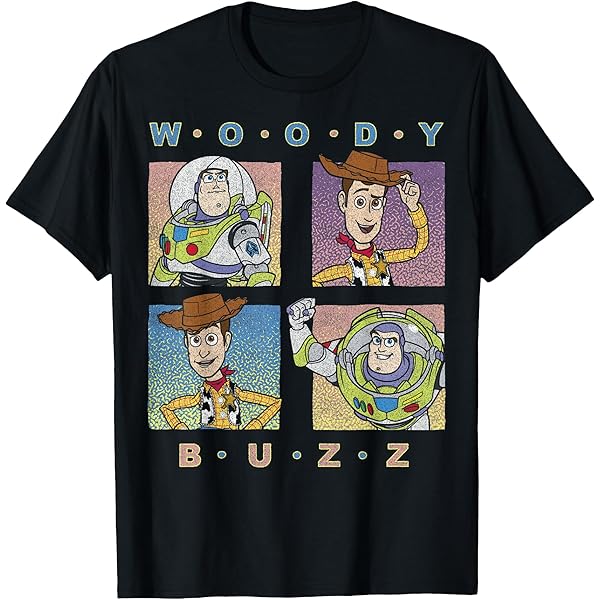 Amazon.com: Disney Pixar Toy Story Buzz Woody Vintage Book Style T