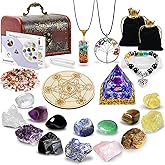 Crystals and Healing Stones,26 Pcs Healing Crystal Set for Meditation,7 Raw Chakra Stones Crystals Kit Pyramid Reiki Real Crystal Stones with Wooden Box,Gifts for Crystal Beginners